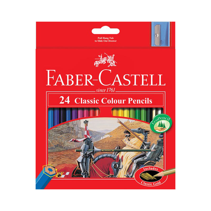 Crayons De Couleurs 24 Classic Pencils + Taille Crayon Gratuit Faber Castell