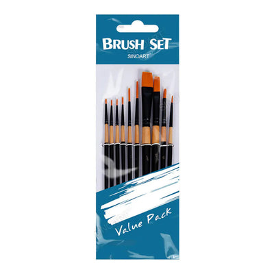 Brush Set 10pcs Short Handle Synthetic Sinoart