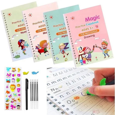 Magic Book Arabe & Français & Anglais 4Pcs - Alphabets / Numéros / Maths / Dessin