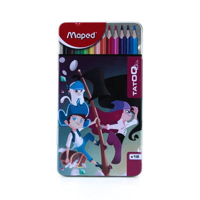 Crayons Couleur Tatoo Maped en Bte métal - 55pens