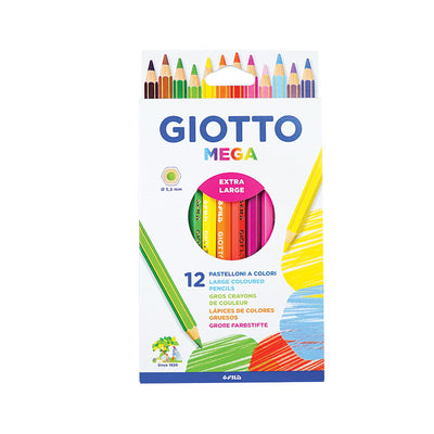 Boite De 12 Crayons Couleurs Méga Giotto - 55pens